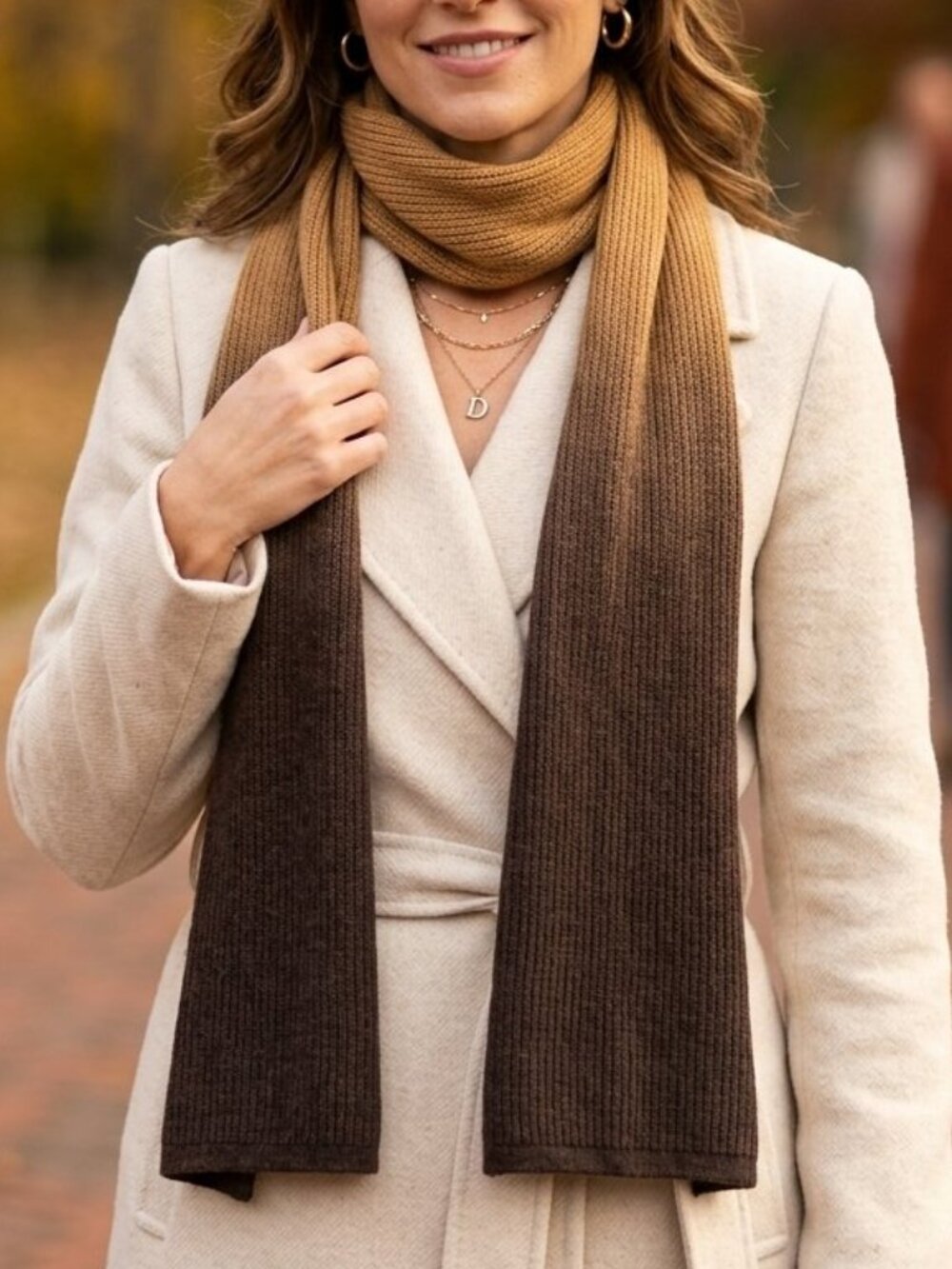 Danier Canada Women's Long Ribbed Corduroy Style Knit Texture Scarf Winter
